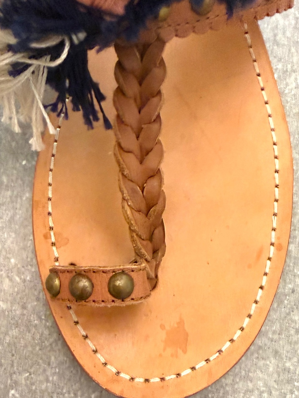 Ulla Johnson Mia Tassel Slide Sandal Cognac Leather Studded EU 37 US 6.5 - Picture 8 of 12